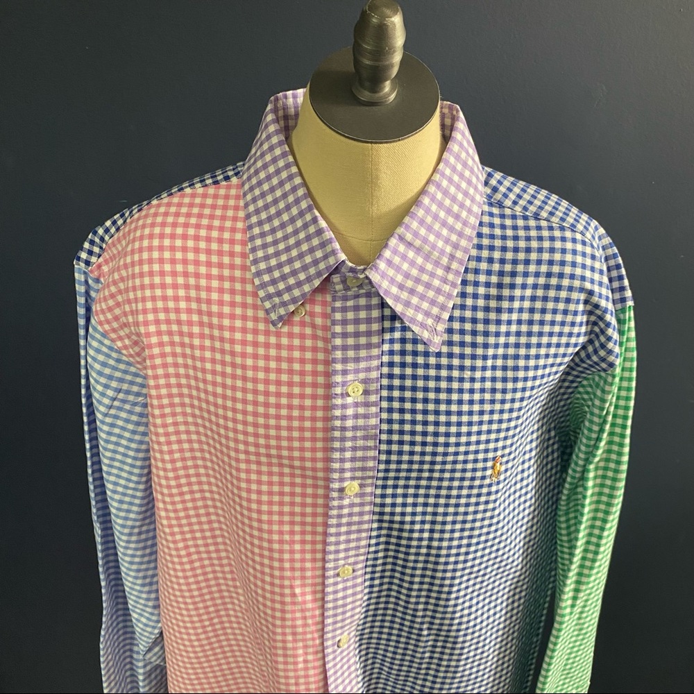 Ralph Lauren Polo color block gingham button up shirt XL
